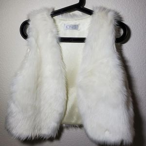 Faux Ivory Fur Vest Size S/M